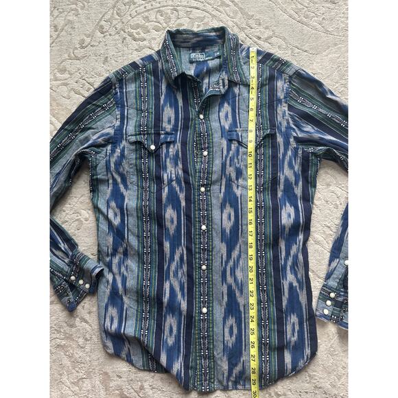 Rare Polo Ralph Lauren Men’s Western Shirt Aztec Navajo Ikat Snap Button M - Picture 3 of 7